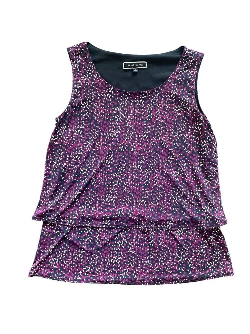 Melanie Lyne Burgundy Sleeveless Printed Top Small